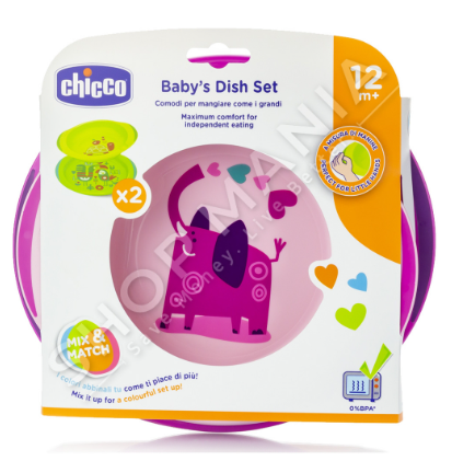 Chicco baby dish set 12m+ roze