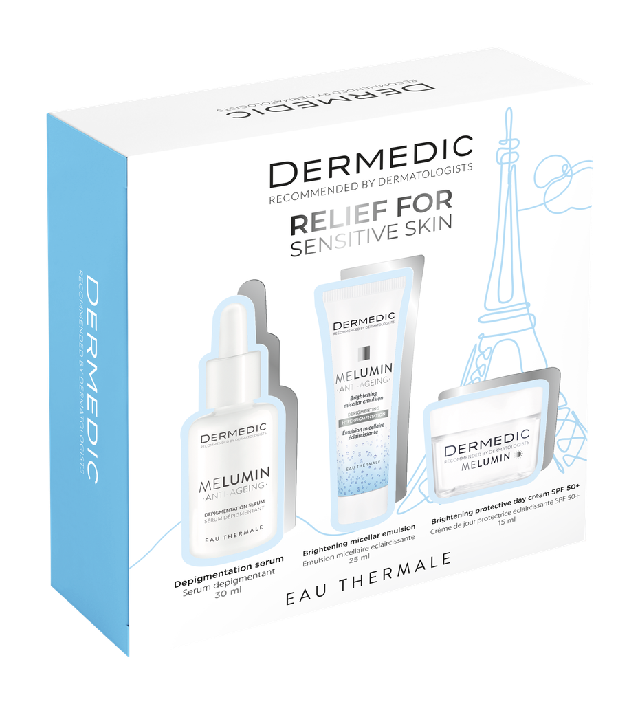 Dermedic Set Melumin Depigmenting Serum 30ml + Brightening Day Cream 50+ 15ml + Micellar emulsion 25ml