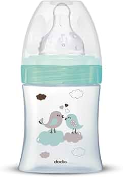 Dodie Bottle Initiation+ Anti-colic GLASS 150ml GREEN 0-6 months Round Teat 3 Speeds Flow 1
