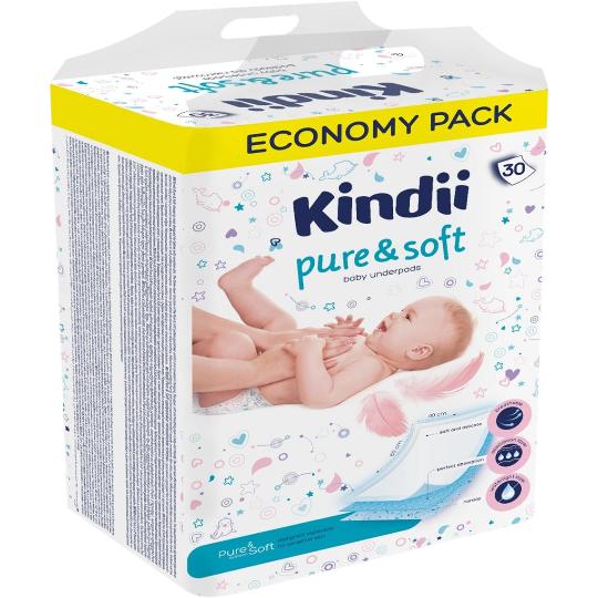 Cleanic Kindii pure underpads soft economy pack, 30 cope