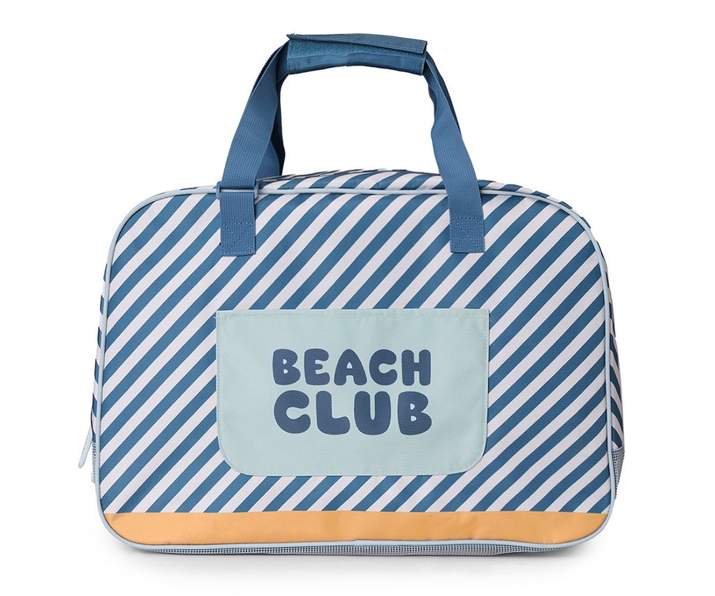 Tutete Personalized Beach Bag vith Mesh Bottom Stripes 