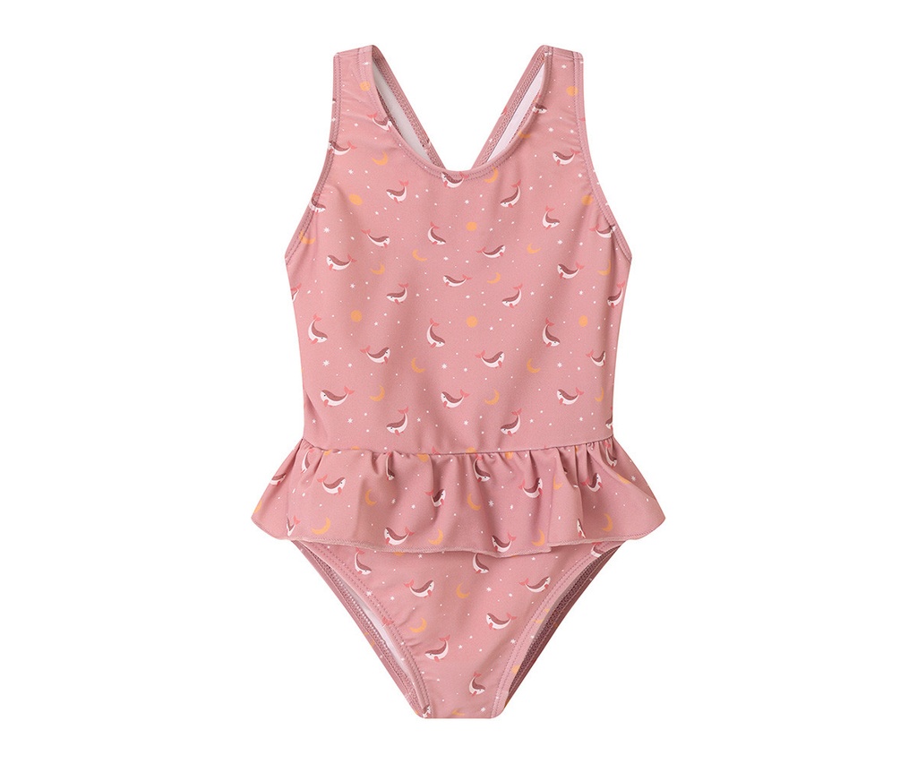 Tutete Cross-Back Swimsuit with Ruffle Stripes Bloom &Blush   
