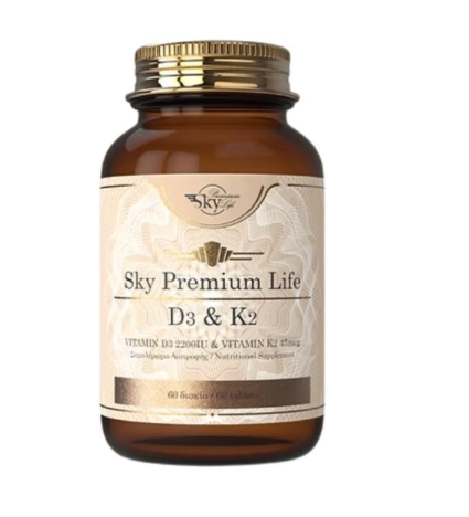 SKY PREMIUM D3&K2 *60tab (Food Suplemment/D3 2200 IU,K2 45ug)SKY PHARMA