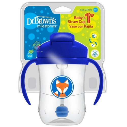 Dr Browns baby straw cup 270ml 6m+ blu