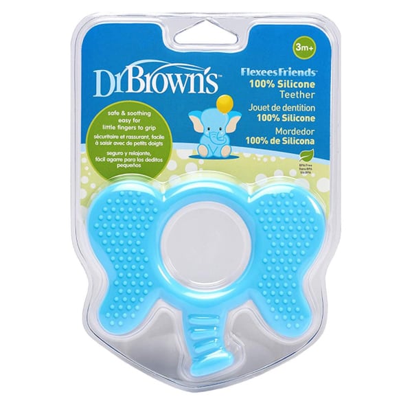 Dr Browns 100% silicone teether elefant blu 3m+