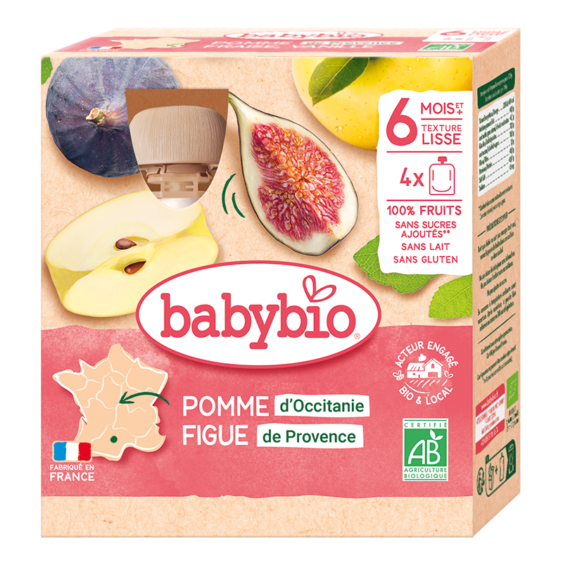 Babybio Apple & Fig Pouch +6months 4x90gr