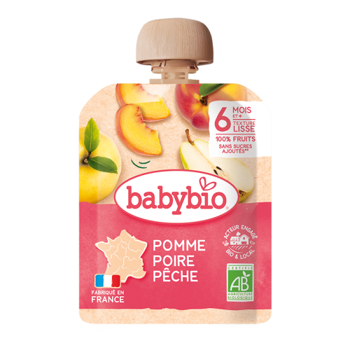 Babybio Apple, Pear & Peach Pouch +6months 90gr