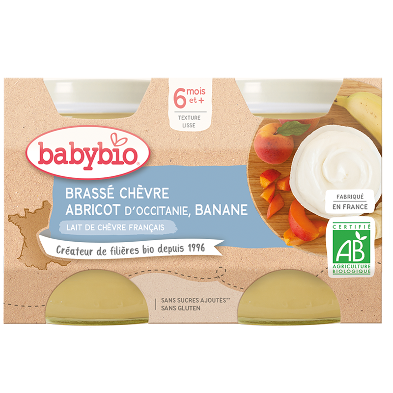 Babybio Brassé Apricot Banana Goat Milk +6months 2x130gr