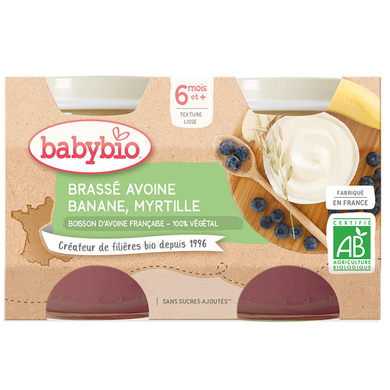 Babybio Brassé Banana and Blueberry Oatmilk +6months 2x130gr