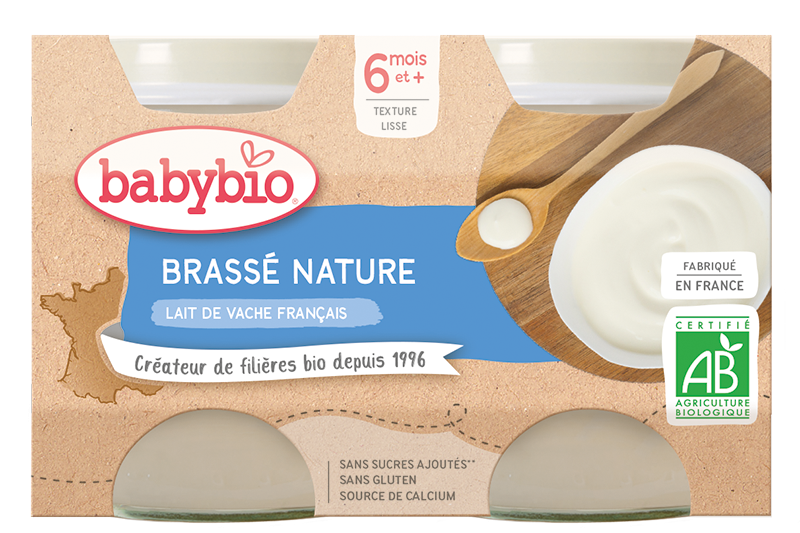 Babybio Brassé Nature Cow milk Jar +6months 2x130gr