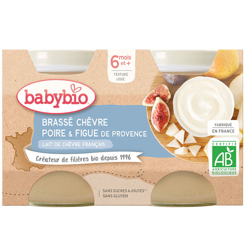 Babybio Brassé with goat's stirred milk Pear and Fig Jar +6months 2x130gr