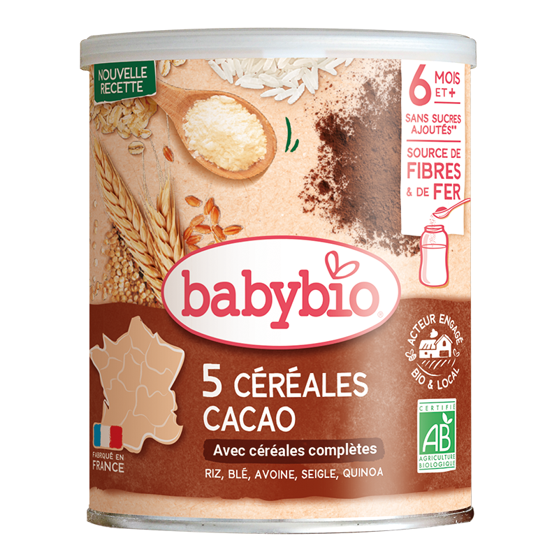 Babybio Cocoa 5 Cereals - Organic +6months