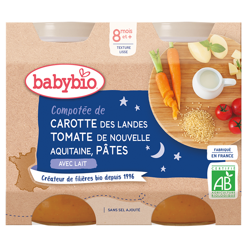 Babybio Good Night Vegetables Pasta Jar +8months 2x200gr