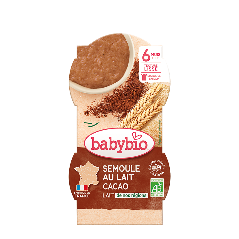 Babybio Semolina Cream with Cocoa +6months 2x100gr