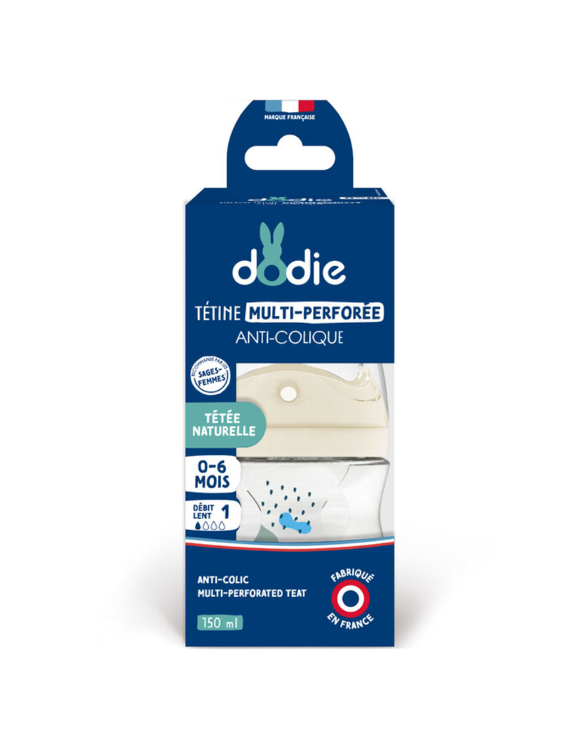 Dodie Bottle Extra Anti-colic - 150ml – BLUE – 0-6 month - biomimicry teat slow flow 1