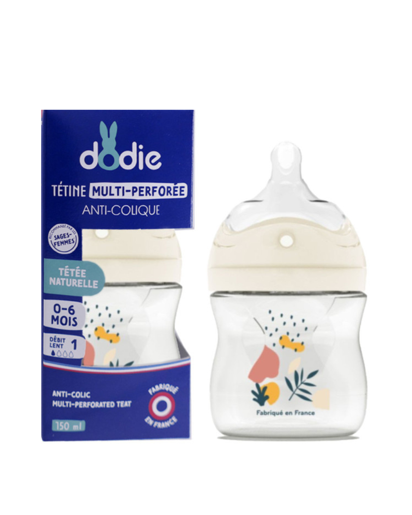 Dodie Bottle Extra Anti-colic - 150ml – PINK – 0-6 month - biomimicry teat slow flow 1