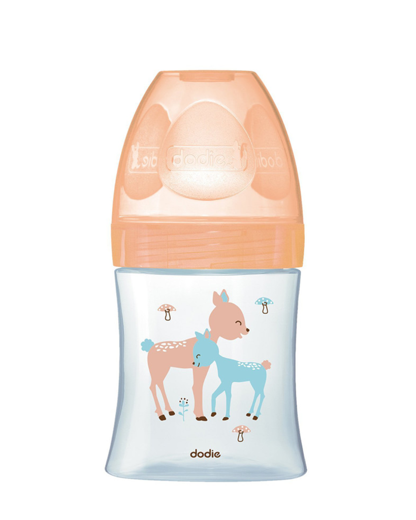 Dodie Bottle Sensation+ Anti-colic glass 150ml BEIGE DOE 0-6 months flat Teat flow 1