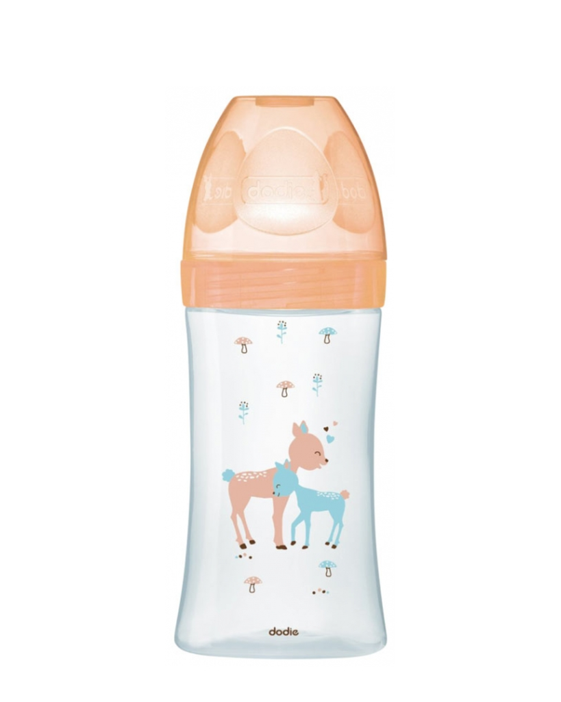 Dodie Bottle Sensation+ Anti-colic glass 270ml BEIGE DOE 0-6 months flat Teat flow 2