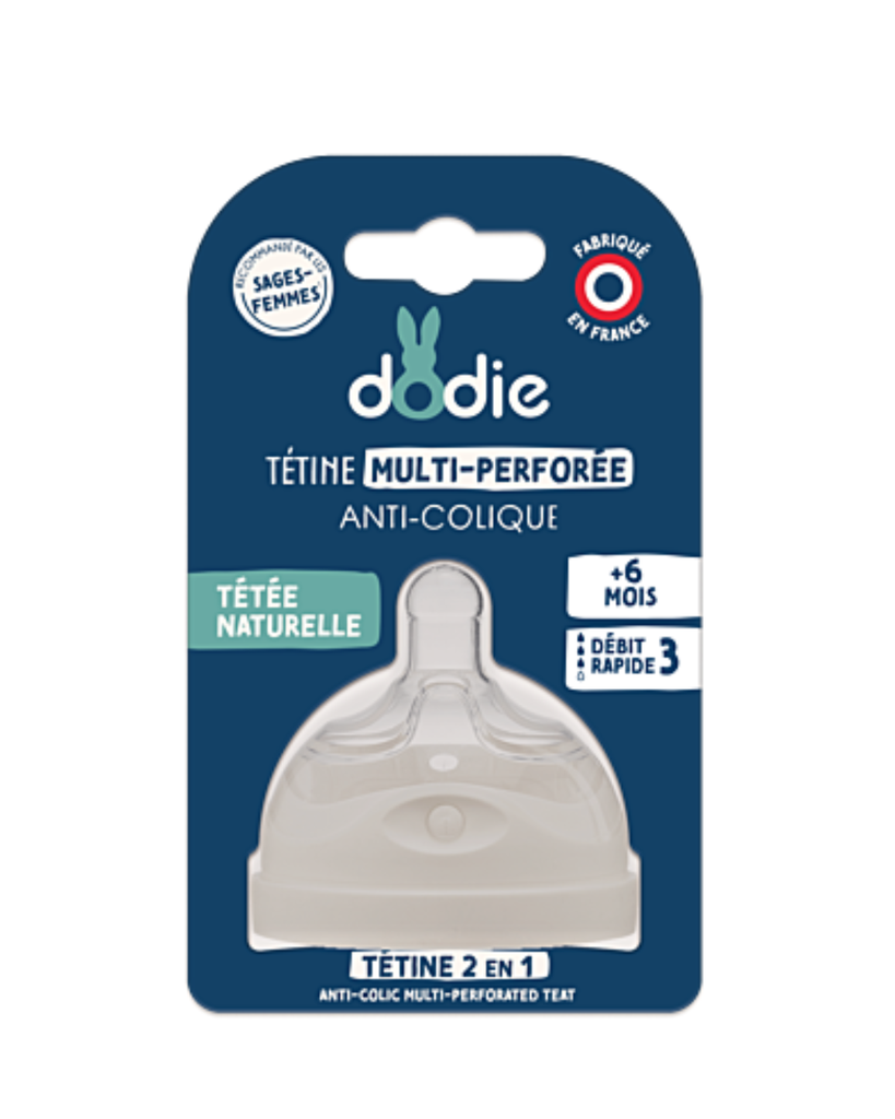 Dodie Teat Biomimicry - teat & ring - 6+ months - silicone fast flow 3 - unit