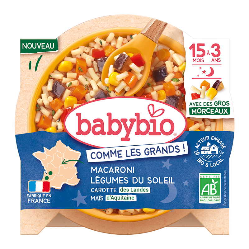 Babybio Good Night Vegetable Carrot Corn Macaroni Plate +15m