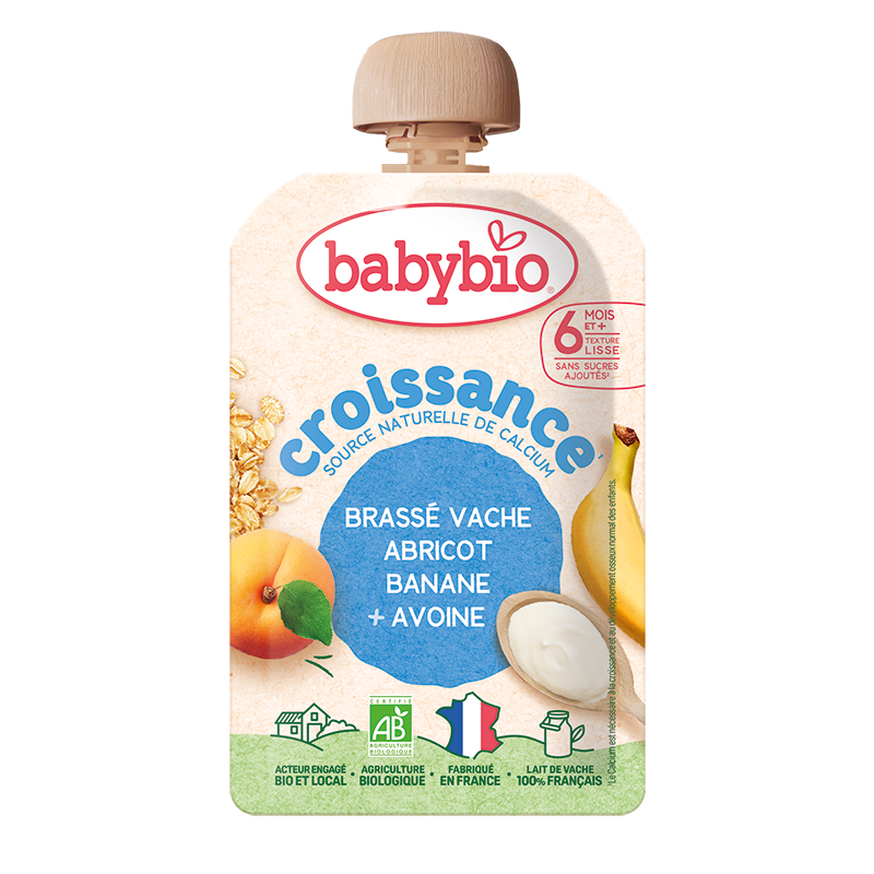 Babybio Brassé Cow's milk Apricot Banana Oat Growth Pouch +6m 100gr