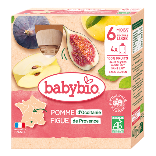 [54018] Babybio Apple & Fig Pouch +6months 4x90gr