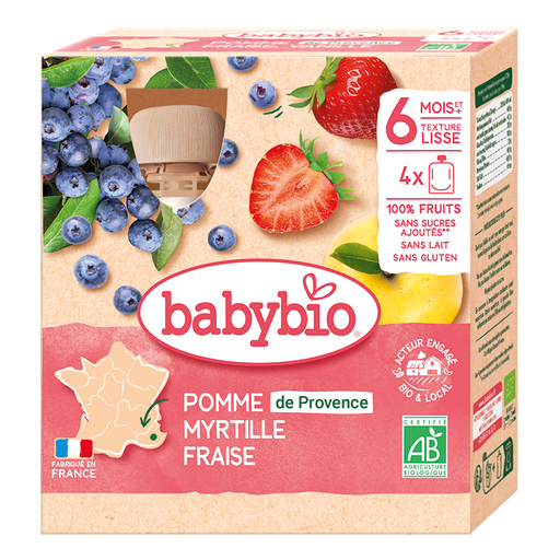 [54014] Babybio Apple, Blueberry & Strawberry +6months 90gr