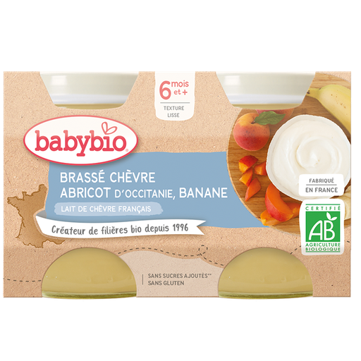 [51089] Babybio Brassé Apricot Banana Goat Milk +6months 2x130gr