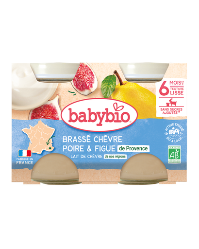 [51090] Babybio Brassé with goat's stirred milk Pear and Fig Jar +6months 2x130gr