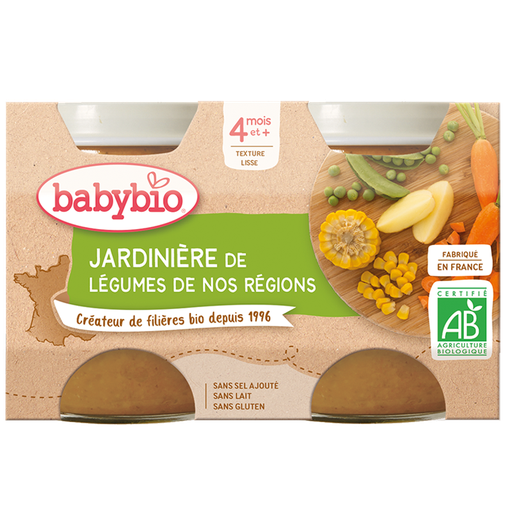 [51043] Babybio Garden Vegetables Jar Organic+4months 2x130gr