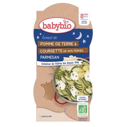 [52088] Babybio Good Night Mashed Potato Zucchini Parmesan Bowl +8months 2x200gr