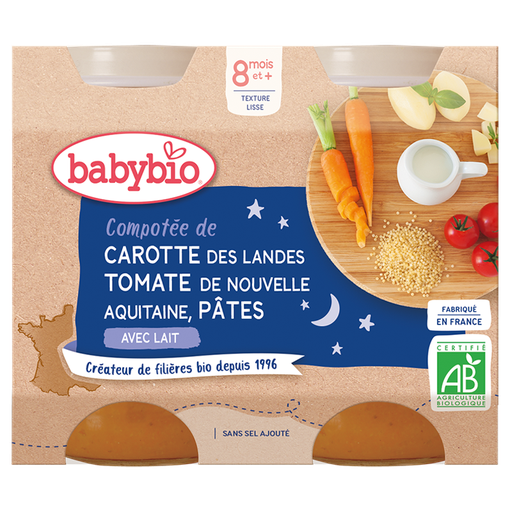 [51054] Babybio Good Night Vegetables Pasta Jar +8months 2x200gr