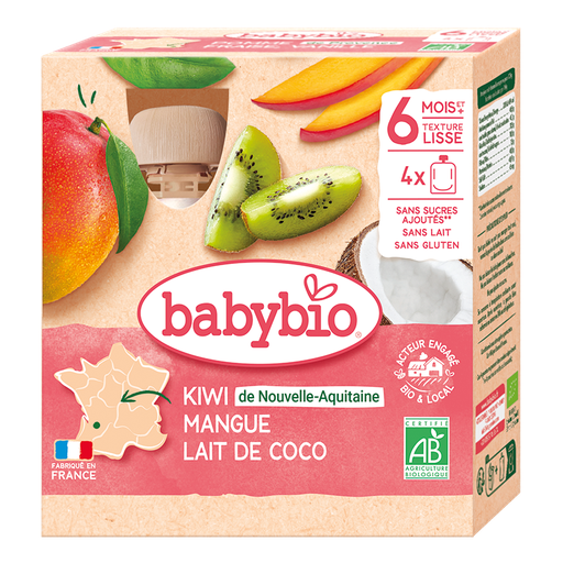 [54023] Babybio Kiwi, Mango & Coco Pouch +6months 90gr