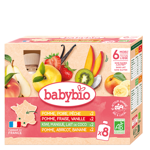 [54110] Babybio Multipack Fruits Pouch +6months 8x90gr