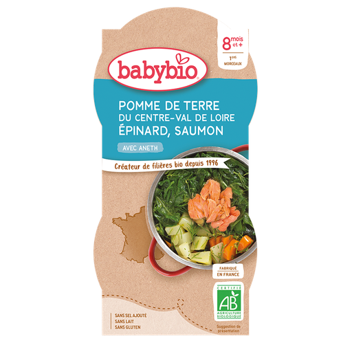 [52056] Babybio Potato, Spinach & Salmon +8months 2x200gr