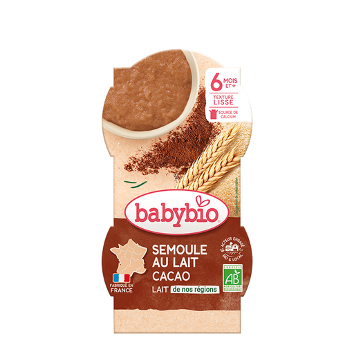 [52013] Babybio Semolina Cream with Cocoa +6months 2x100gr