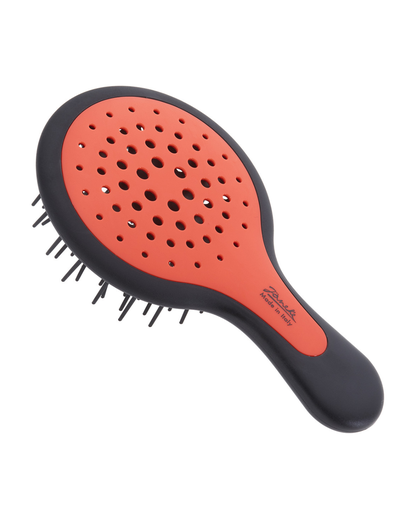 [71SP220 NER PFL] JANEKE MINI SUPERBRUSH COMPACT SILICON HAIRBRUSH BLACK FLUO BLACK/PEACH