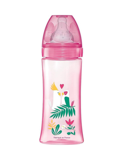 [3700763536989] Dodie Bottle Initiation+ Anti-Colic 330ml Pink+6 months Teat Round 3 Speeds Flow 3