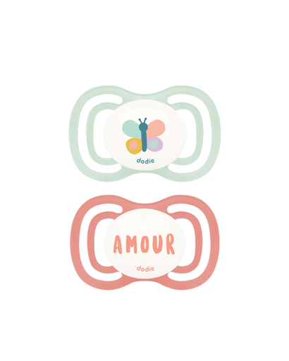 [3700763512389] Dodie Soothers +18 months DUO EXTRA THIN PINK F4