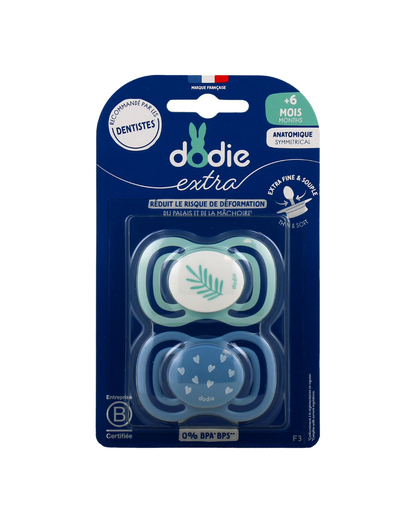 [3700763512372] Dodie Soothers +6 months DUO EXTRA THIN BLUE F3