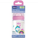 Chicco Well Being glass bottle 150ml 0+m roze