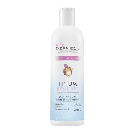[604-DM-132] Dermedic Linum Emolient Baby Cleansing Gel for Body and Hair,  200ml